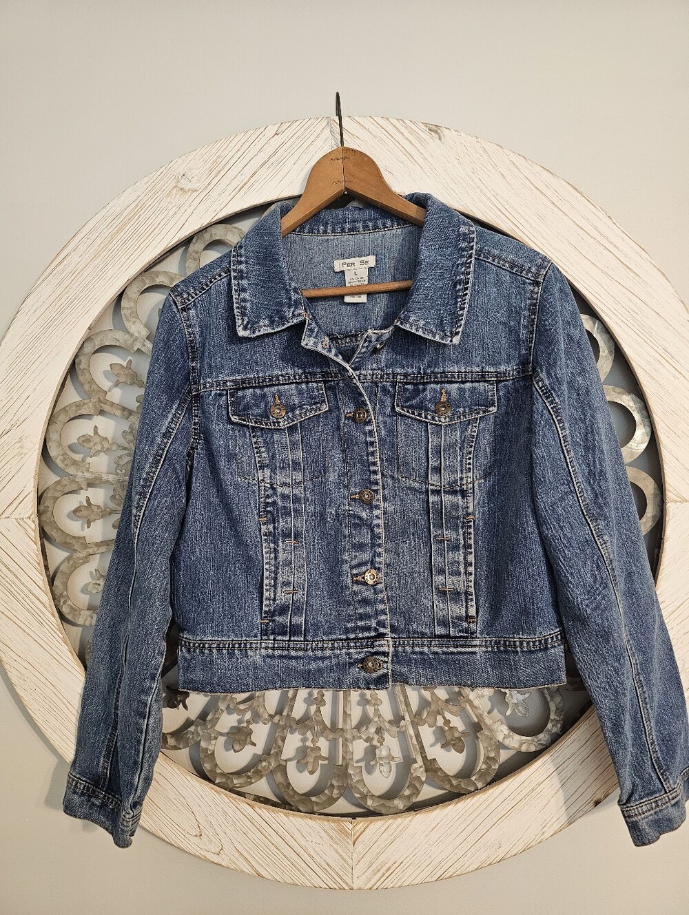 Per Se Jean Cropped Jacket